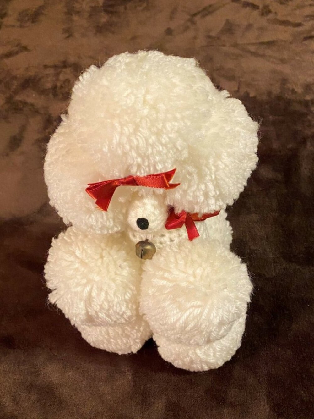 Poodle Pom-Pom Handcrafted 10" Crochet Knit Bottle White Absolutely Adorable